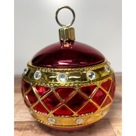 Luxury Red & Gold Jeweled Christmas Ornament Decoration Large - Picture 1 of 5